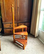 Spiral Wooden Brown 3-Step Corner Step Ladder with Handrail 