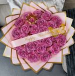 Handmade Ribbon Rose Eternal Bouquet -15  Pink Glitter Rose