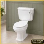 Traditional Close Coupled Toilet Cistern & Seat White Ceramic Lever Flush WC