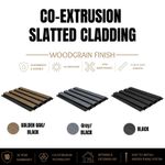 Co extrusion Square Slatted Composite Cladding Woodgrain Finish 2.5m / 3.6m