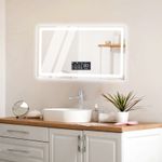 60x80cm LED Bluetooth Bathroom Mirror w/ Touch Control 3 Color Dimmable Anti-Fog