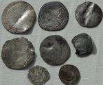 Bag /Collection 8 Elizabeth I Hammered Silver Coins Tudor 6d 2d 1d etc. worn a/f