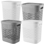 60ltr Plastic Laundry Basket Bin Storage Hamper wt Lid Washing Clothes Organiser