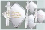 personalised baby christening/baptism candle & robe . Swieca i szatka do chrztu