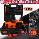 Electric Car Jack with Tire Inflator Pump 5 Ton 12V Hydraulic Car Jack Lift for