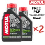 2 x Motul Transoil Expert 10W40 2 Stroke Semi Synthetic Gear Oil - 1 Litre