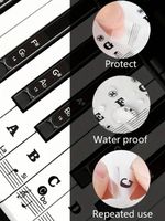 PIANO KEYBOARD NOTE LABELS REMOVABLE SILICONE PIANO STICKERS 88 KEYS REUSABLE UK
