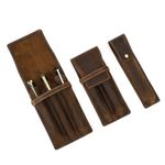 Vintage Genuine Leather Hard Fountain Pen Case Box Stationery Storage Pouch Gift