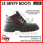 S3 Chukka Safety Boots Work Leather Steel Toe Cap Steel Midsole UK Sizes 2-15
