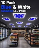 10 Pack 600x600 LED Ceiling Panel Light Blue Diamond 64W Ultra Bright Grid Tile 