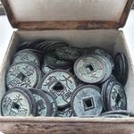ANCIENT CHINESE 88 CASH COIN SET-DRAGON TRINKET BOX