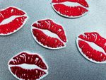 Red Kiss lips Patch Iron on, Disco Badge, Kiss Applique Concert DIY Jacket