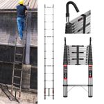 Hook Folding Extendable Ladder 4.4M/5M Telescopic Straight Foldable Ladders NEW