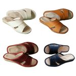 Leather Slippers for Women Natural Mules Slip On Open Sandals Slides Size 3-8 UK