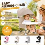 Foldable Baby Feeding Chair Travel Booster Seat with Removable Tray Camping UK