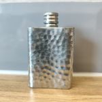 Vintage Pocket Mini Hip Flask Hammered Pewter made In England 
