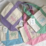 Trader Joe’s Mini Pastel Canvas Tote Bag Set, Multicolour, Foldable, 4 Pack, New