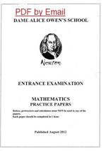 Dame Alice Owen Eleven Plus 11+ Mathematics English Question Papers PDF by Email