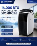 AeroCore 14,000 BTU Portable Air Conditioner 4-in-1 AC Heater Fan Dehumidifier R