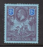 M23114 Barbados 1912 SG179 KGV: 2/- blue & purple/blue MM, Cat £65