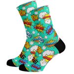 SOX Footwear Comic Book Bright & Fun Colourful Running Cycling Gift Socks
