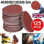 125PCS SANDING DISCS 40 60 80 120 240 GRIT ORBITAL SANDER PADS 5" 125MM NEW