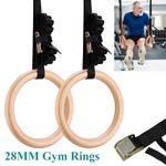 28MM Professional Wooden Gymnastic Rings for Exercise Workout Fitness Pull Up