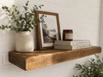 Floating Shelf Chunky Wall Mounted Oak Colour Reclaimed Rustic Solid Wooden 20cm