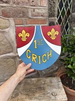 Scouts Camping Crich Sign Vintage Shield Shape Derbyshire Hand Painted Peak 1980