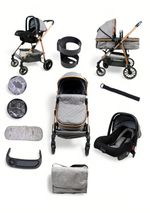 Parents & Peanuts 3 in 1 Baby Travel System Pram Pushchair with Infant Car Seat