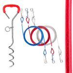 Dog Tie Out - 1.8 m feet Cable and 18" Stake Set Steel Wire Leash Outdoor Stake 