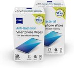 ZEISS Anti-Bacterial Screen Wipes 60 Total (2 x 30) Phone Laptop Camera Glasses
