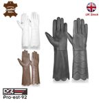Long Cuff Gauntlets Leather Gloves Piper Drummer Band Leather Gloves Brand New