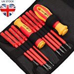 10 Piece VDE Insulated Electrician Interchangeable head Screwdriver Set & Pouch.