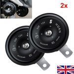 2PCS 12v Loud Black Replacement Horn with Bracket 12 Volt Motorcycle Bike 110 db