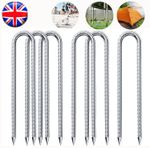 4-100x Heavy Duty Metal U Shaped Lawn Dowels Ground Spike Garden Tent Spike Hook