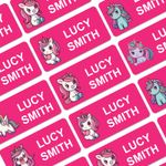 Unicorn Colour Stick on Clothing Name Labels Clothes School Uniform Care Home