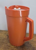 Vintage Tupperware Orange Jug Pitcher With Vacuum Seal Lid 24cm VGC 