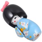 Japanese Wooden Kimono Doll Desktop Ornament Blue Home Decoration