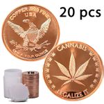20 x 1oz Cannabis Marijuana Copper Rounds Pure 999 Fine Bullion Coins Tube USA