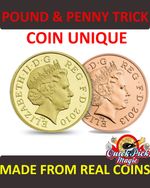 Pound and Penny [ £1/1p Coin Unique ] Vanishing Penny Close Up Magic Coin Trick
