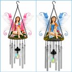 Hanging Solar Powered Fairy Wind Chime Colour Changing LED Garden Outdoor