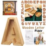 Personalised Wooden Letter Money Box Piggy Bank Coin Saving Kids Gift UK 2