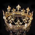 Men's Imperial Medieval Fleur De Lis Gold King Metal Crown 8cm Tall 56.5cm Circ