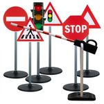Road Safety Traffic Signs, Traffic Light & Parking Barrier Set. Big Set for Kids