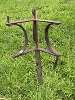 Large Vintage GARDEN STRING SPOOL WINDER - blacksmith made - unusual TRIPLE ARM