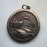 Georg Jensen St Christopher Medal Big Double Sided Sterling Silver Vintage 1970s