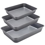 32nd Set of 3 Durable Carbon Steel Non-Stick Oven Roasting Pan Tray