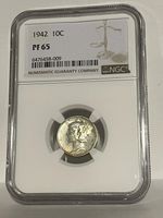 1942 PF65 (Proof) Mercury Dime NGC Certified Gem