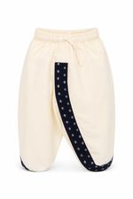 Preworn Girls Jogger Trousers Size 9-12 Months Ivory Elastic Waist